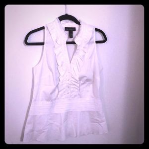 Button down ruffle tank